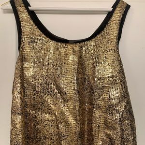 Do & Be black sheer & gold lame sleeveless top